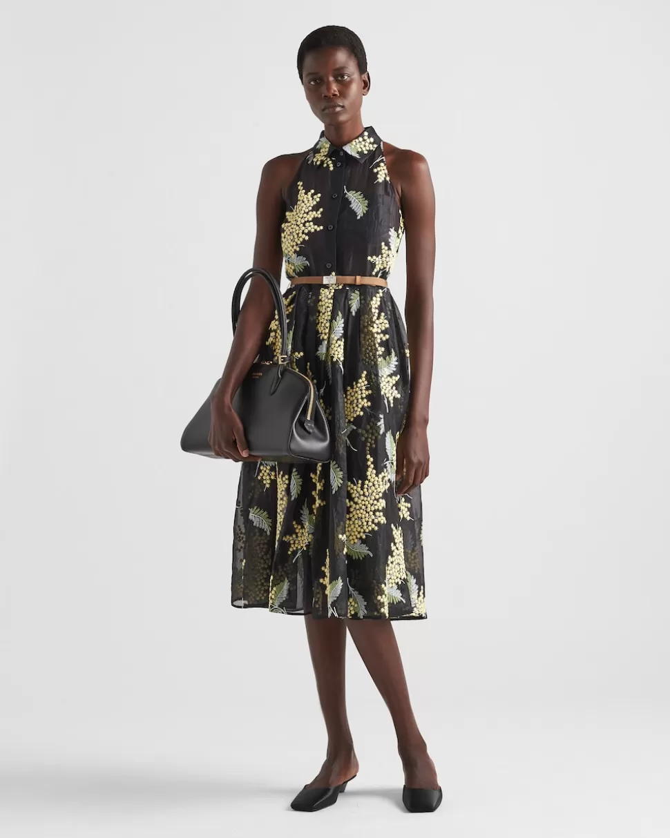 Prada Vestido De Organza Bordado^Mujer VESTIDOS