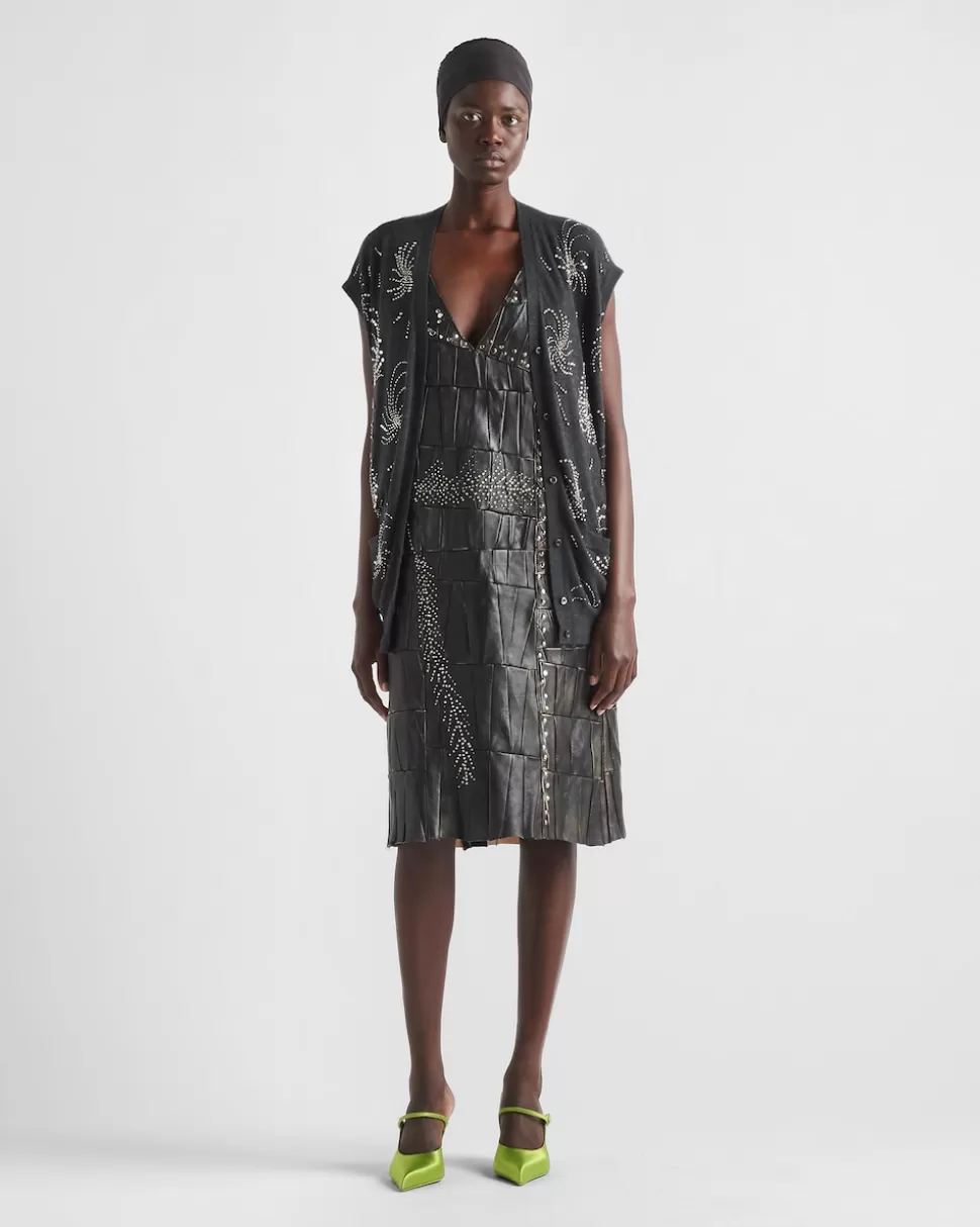 Prada Vestido De Patchwork De Napa^Mujer ROPA DE PIEL