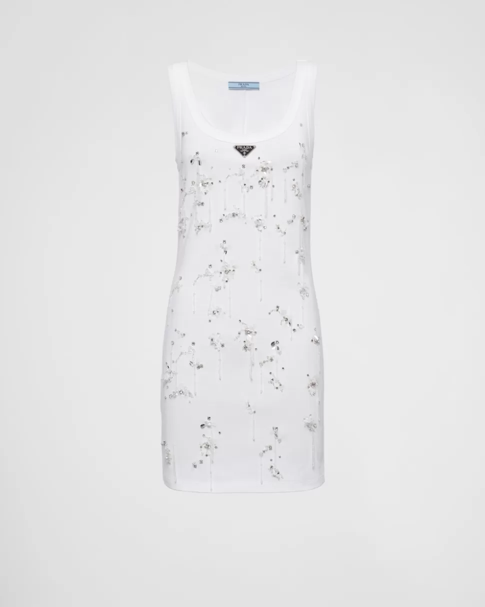 Prada Vestido De Punto Acanalado Bordado^Mujer VESTIDOS
