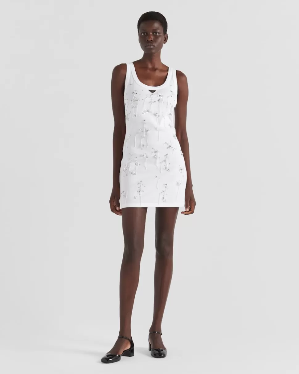 Prada Vestido De Punto Acanalado Bordado^Mujer VESTIDOS