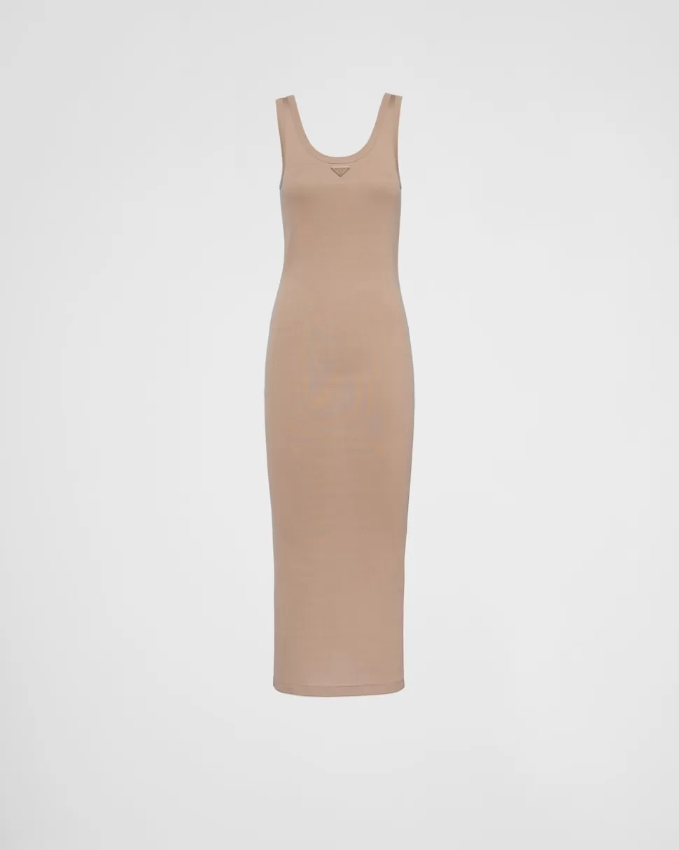 Prada Vestido De Punto Acanalado De Algodón^Mujer VESTIDOS