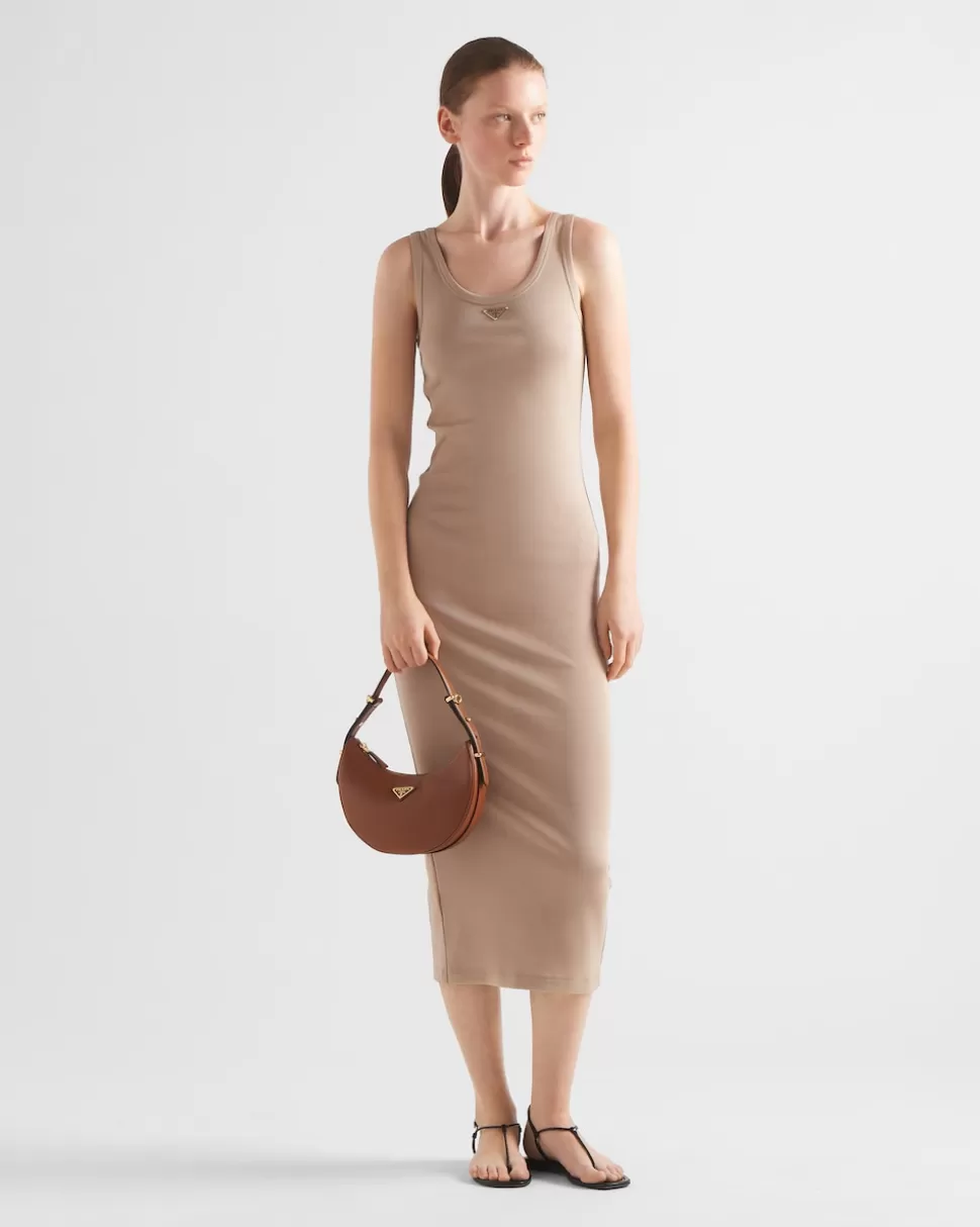 Prada Vestido De Punto Acanalado De Algodón^Mujer VESTIDOS