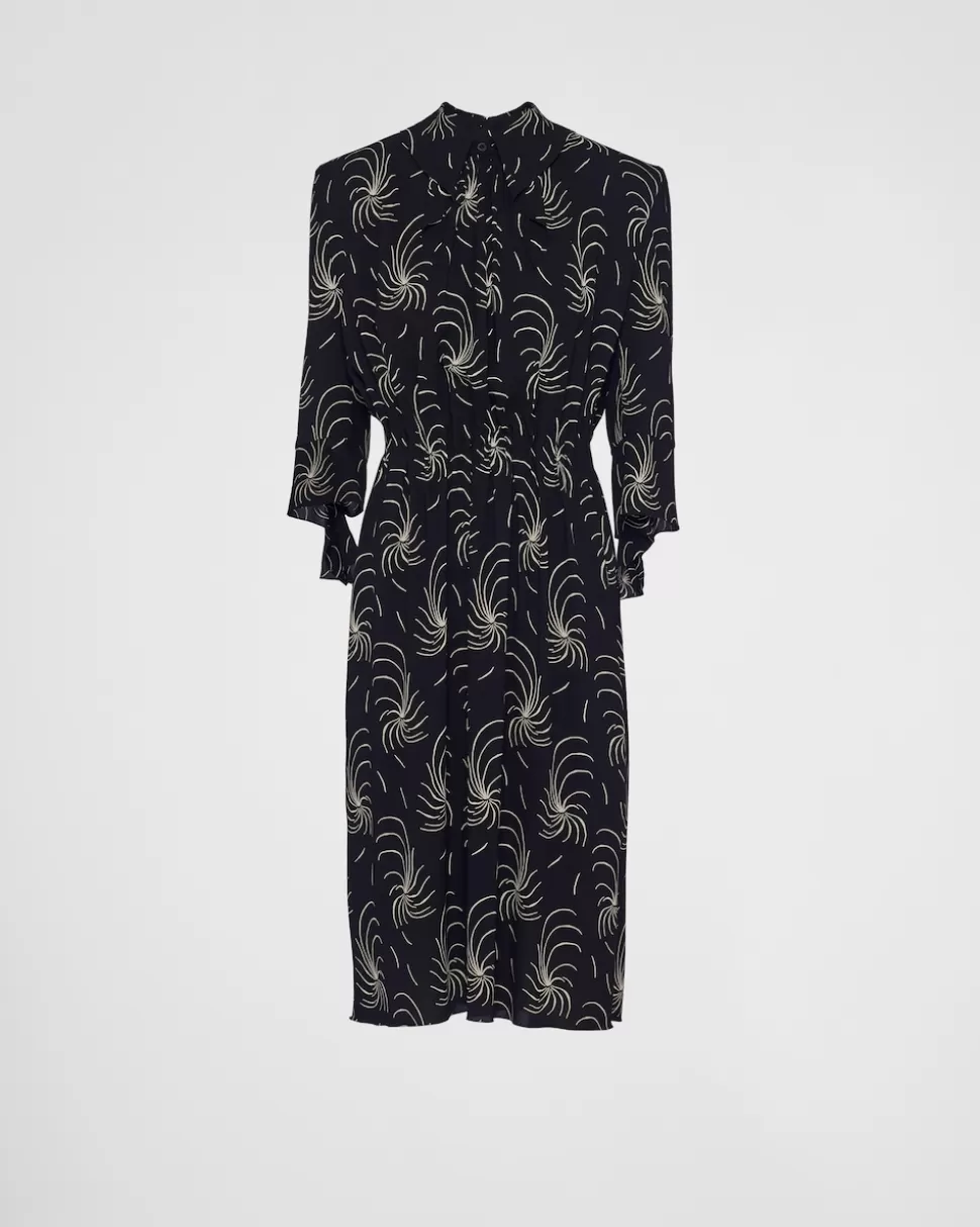 Prada Vestido De Sablé Estampado^Mujer VESTIDOS