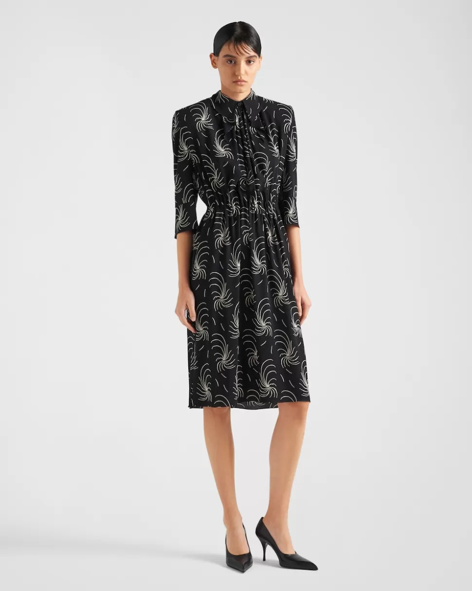 Prada Vestido De Sablé Estampado^Mujer VESTIDOS