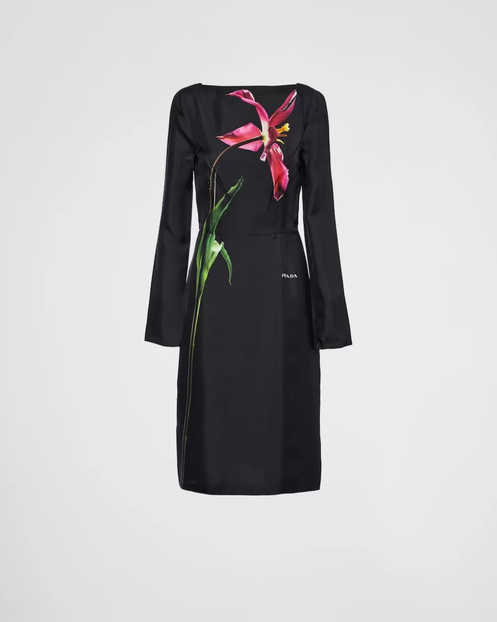 Prada Vestido De Sarga Estampado^Mujer VESTIDOS
