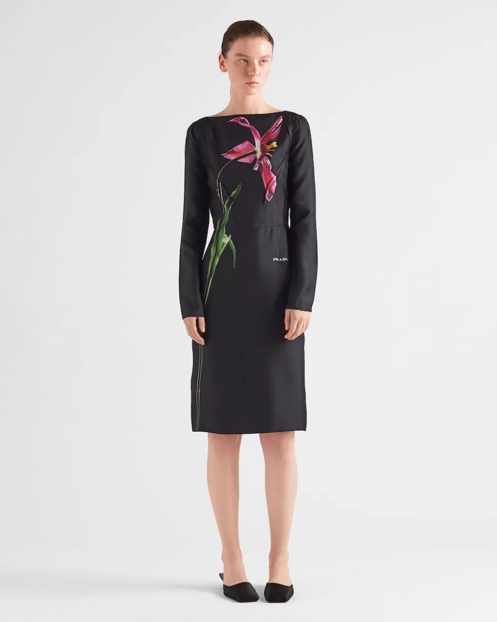 Prada Vestido De Sarga Estampado^Mujer VESTIDOS