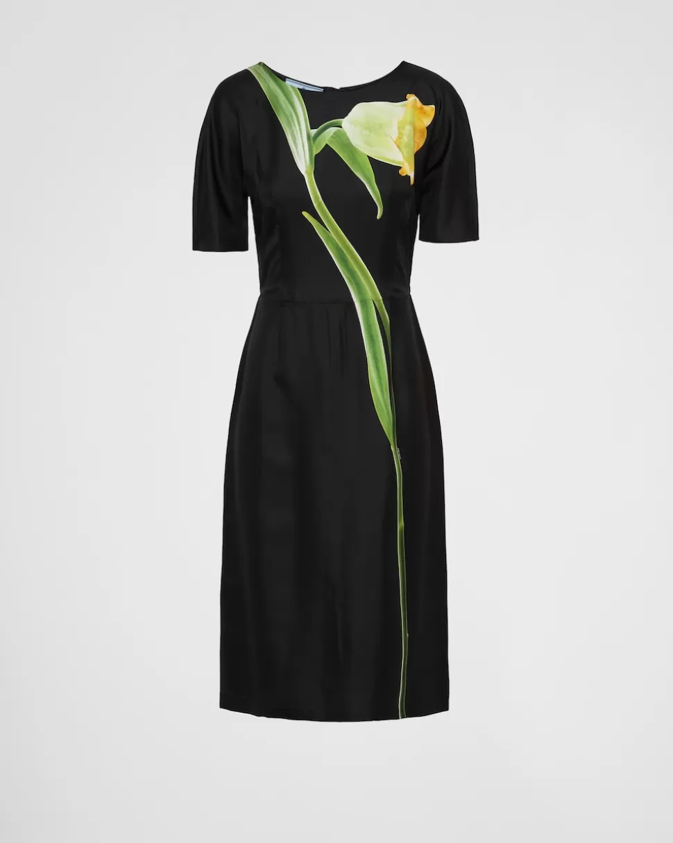 Prada Vestido De Sarga Estampado^Mujer VESTIDOS