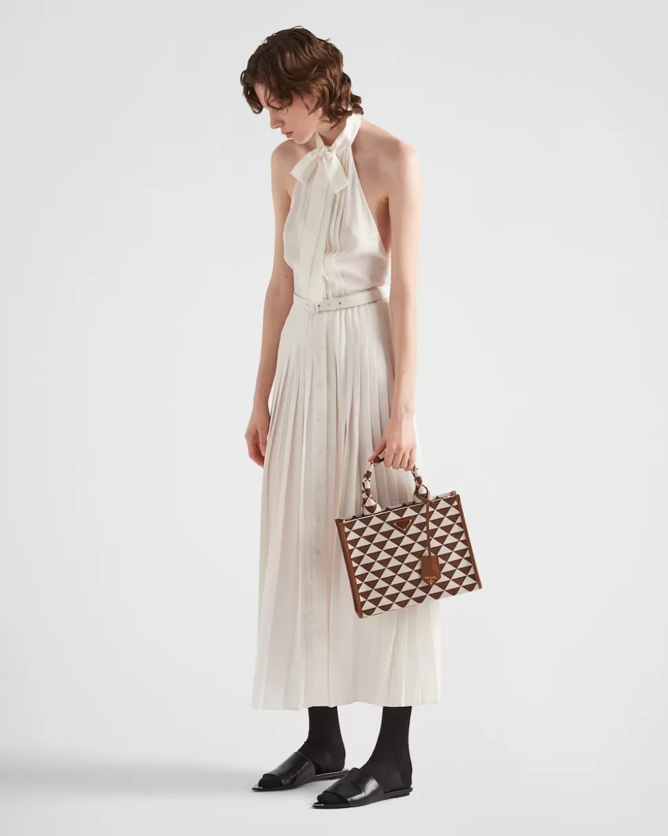 Prada Vestido Largo De Crepé De China Y Jacquard^Mujer VESTIDOS