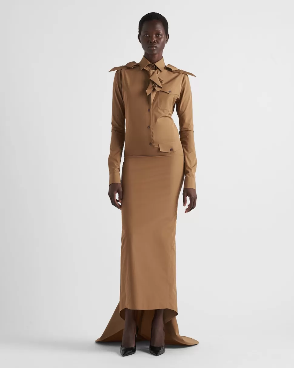 Prada Vestido Largo De Popelín^Mujer VESTIDOS