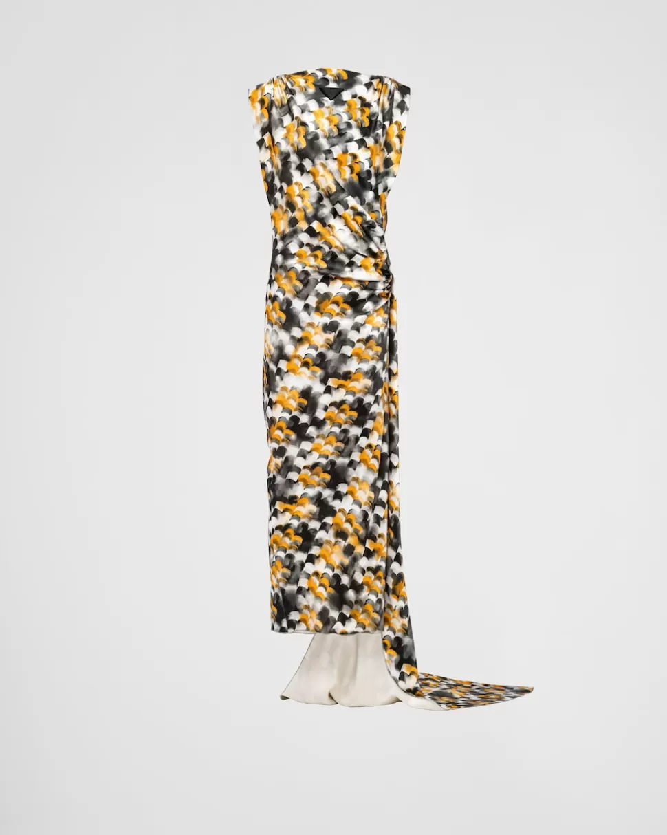 Prada Vestido Largo De Satén Estampado^Mujer VESTIDOS