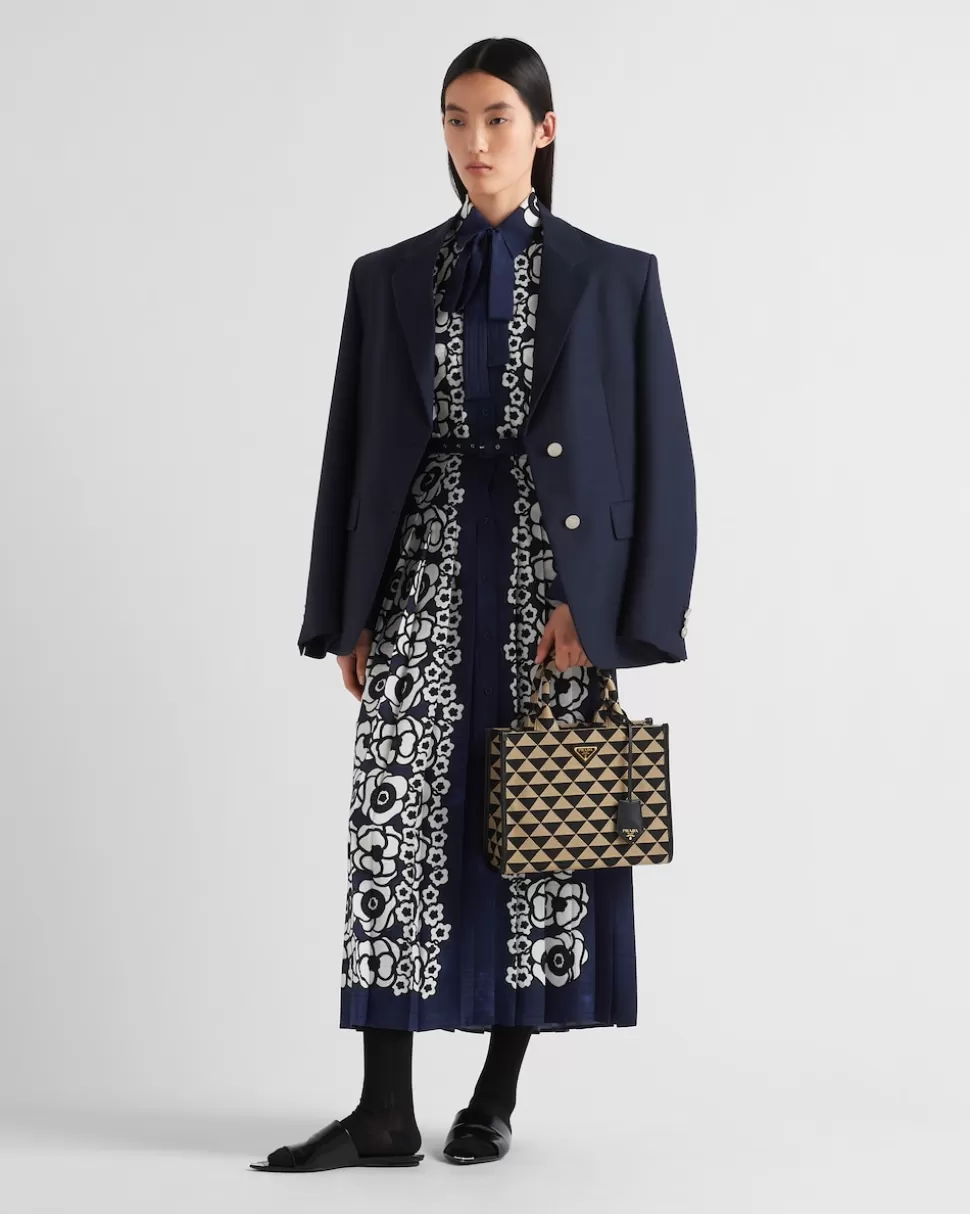 Prada Vestido Plisado De Crepé De China Estampado^Mujer VESTIDOS