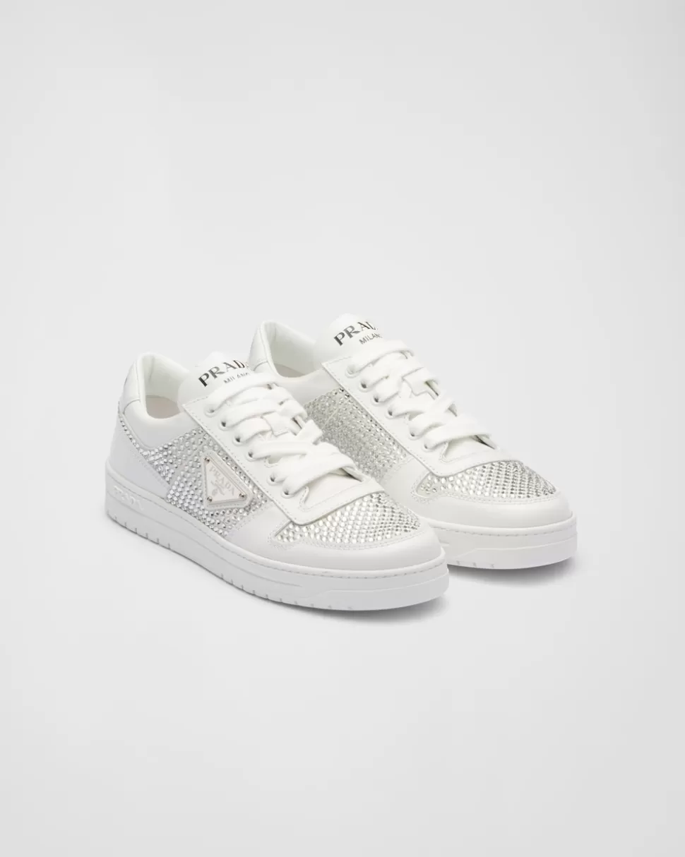 Prada Zapatillas De Piel Con Cristales^Mujer ZAPATILLAS DEPORTIVAS