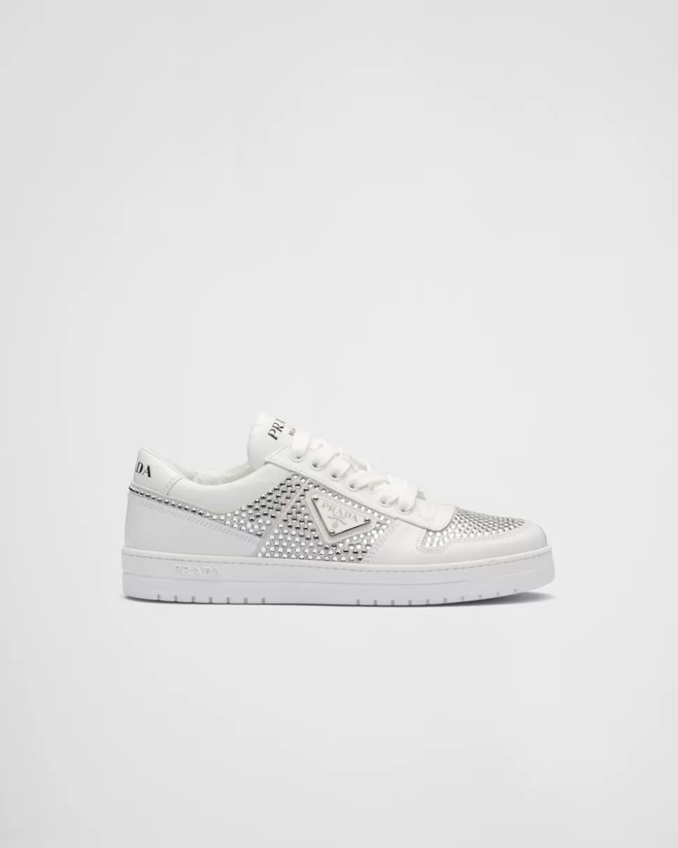Prada Zapatillas De Piel Con Cristales^Mujer ZAPATILLAS DEPORTIVAS