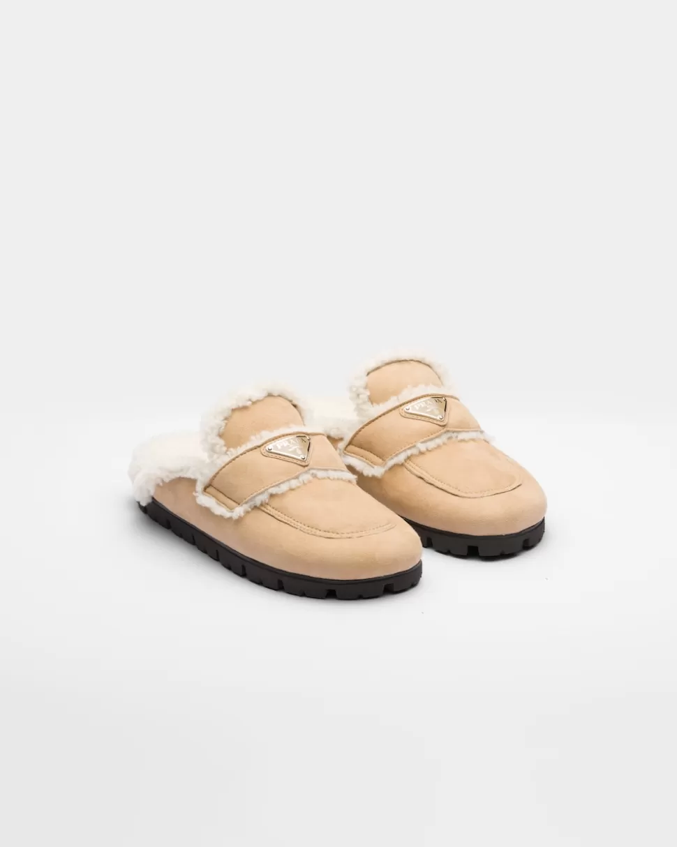 Prada Zapatillas De Piel Vuelta^Mujer PANTUFLAS Y CHINELAS