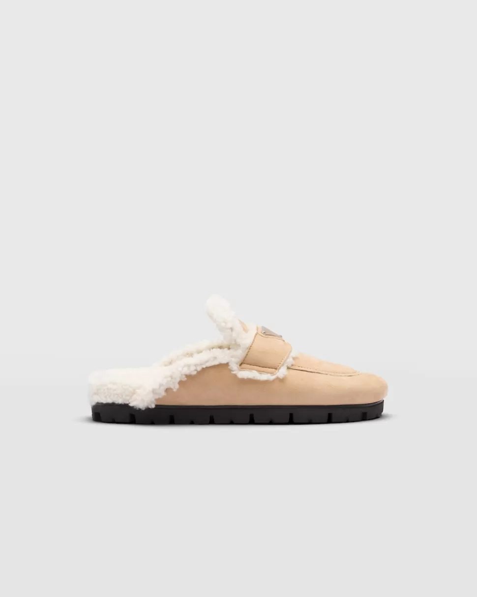 Prada Zapatillas De Piel Vuelta^Mujer PANTUFLAS Y CHINELAS