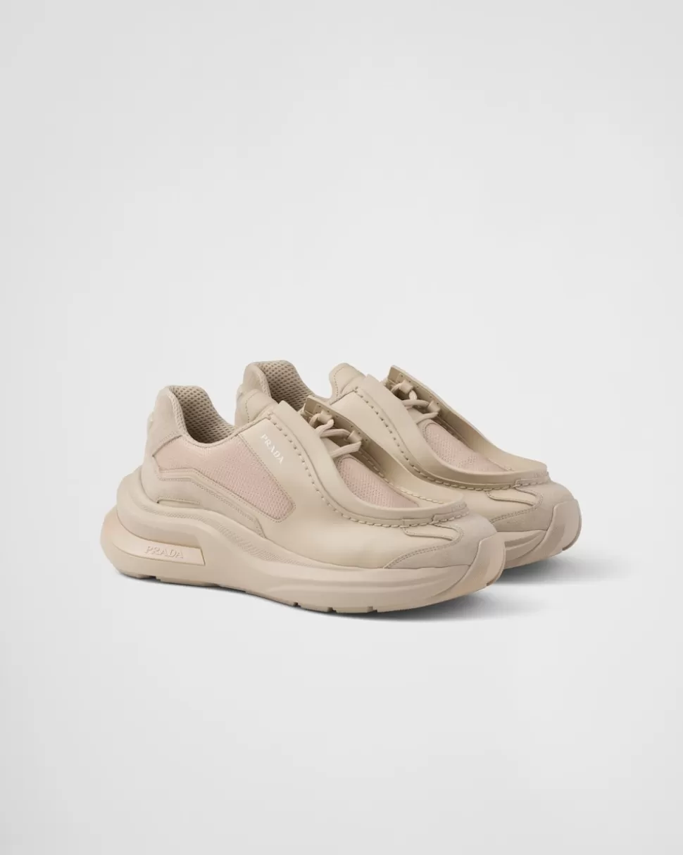 Prada Zapatillas Deportivas Systeme De Piel Cepillada Con Tejido Técnico Y Elementos De Ante^Hombre ZAPATOS CON CORDONES