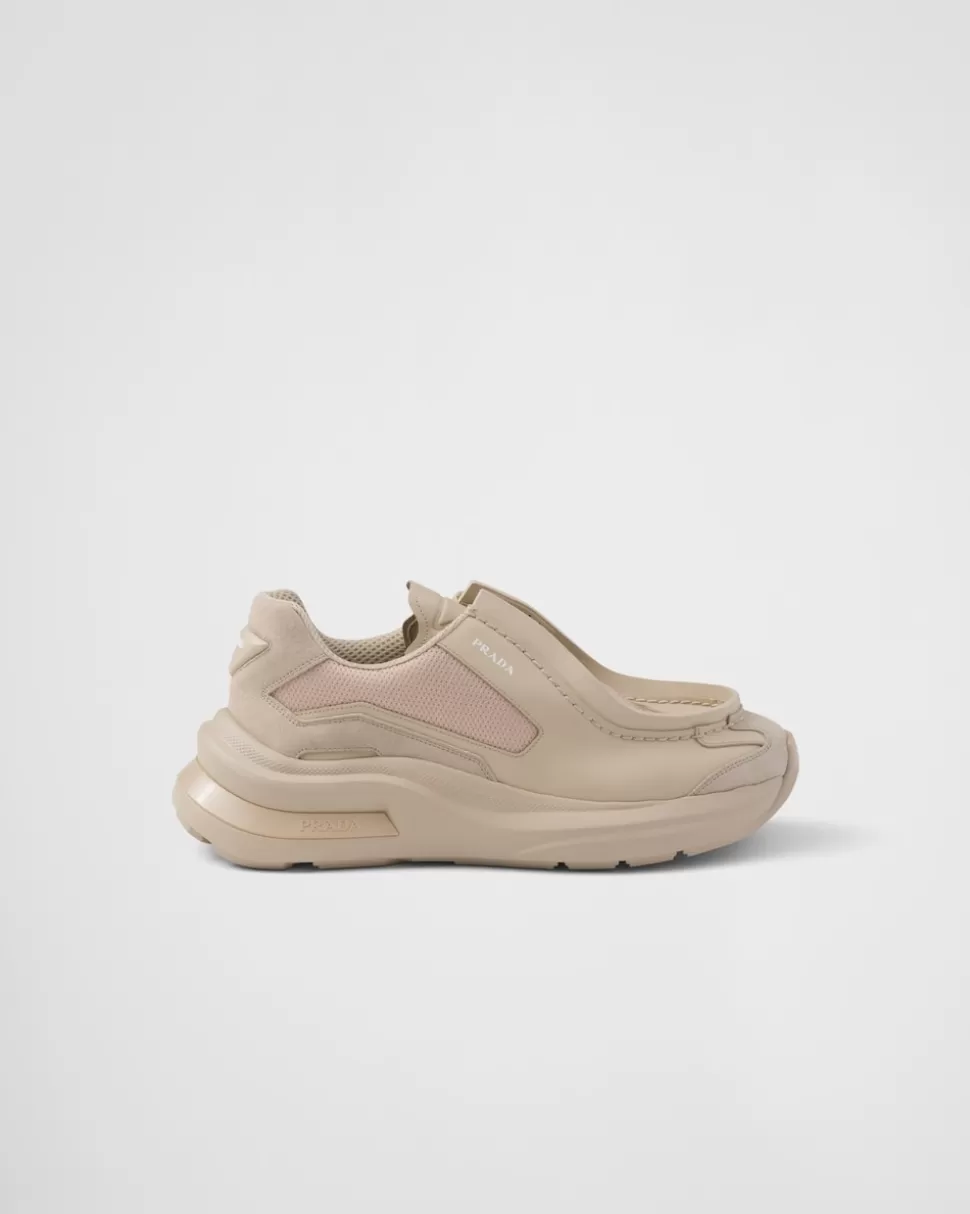 Prada Zapatillas Deportivas Systeme De Piel Cepillada Con Tejido Técnico Y Elementos De Ante^Hombre ZAPATOS CON CORDONES