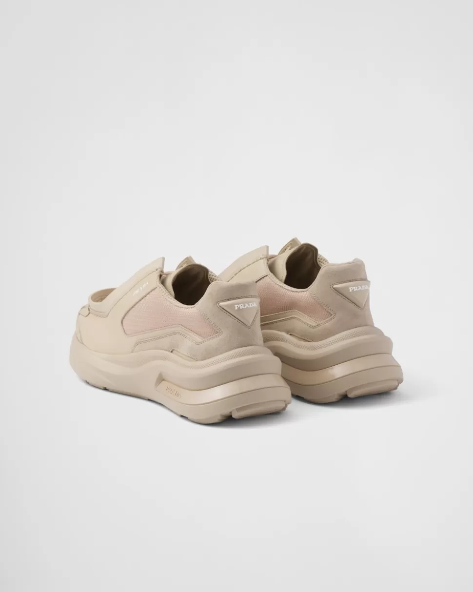 Prada Zapatillas Deportivas Systeme De Piel Cepillada Con Tejido Técnico Y Elementos De Ante^Hombre ZAPATOS CON CORDONES