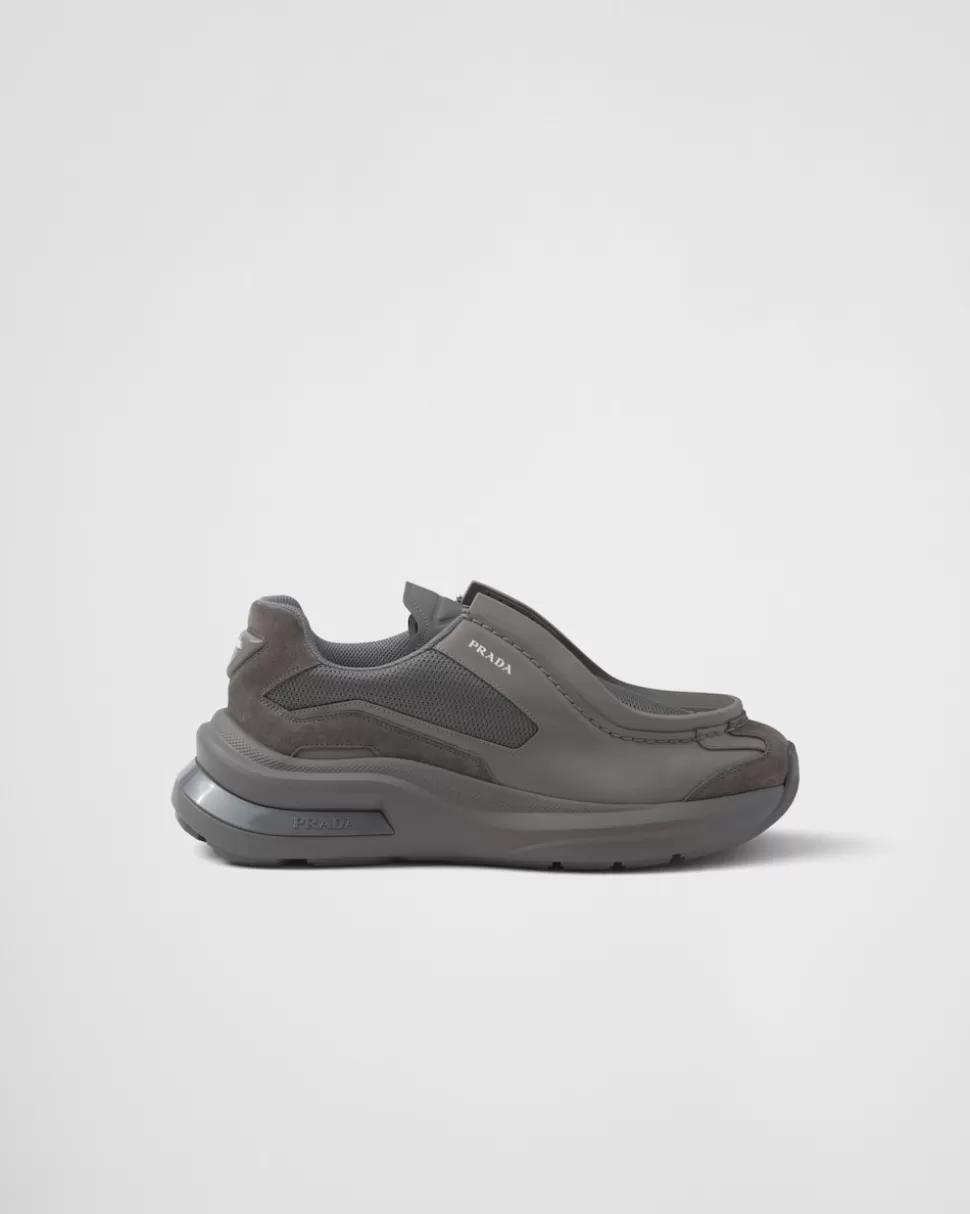 Prada Zapatillas Deportivas Systeme De Piel Cepillada Con Tejido Técnico Y Elementos De Ante^Hombre ZAPATOS CON CORDONES