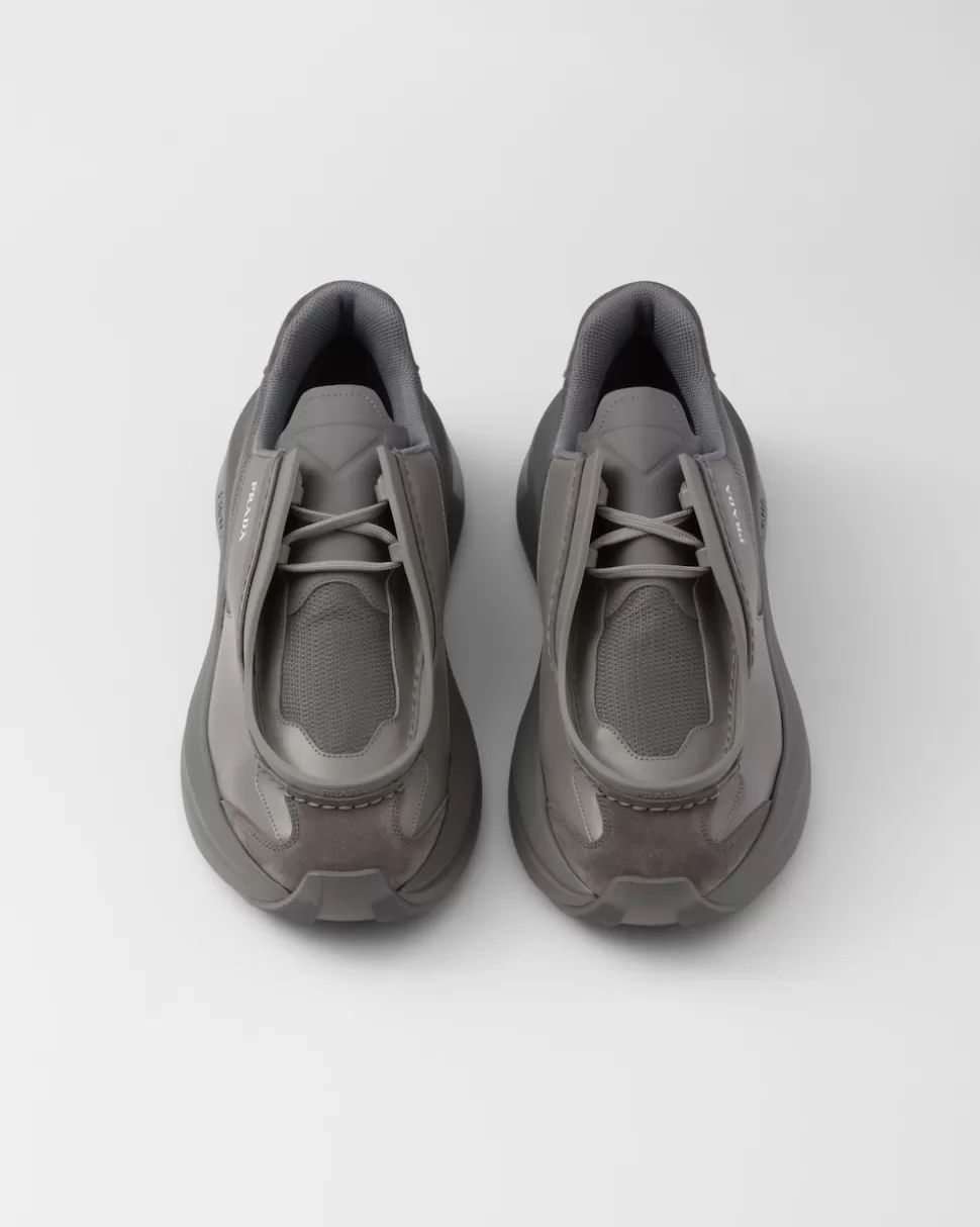 Prada Zapatillas Deportivas Systeme De Piel Cepillada Con Tejido Técnico Y Elementos De Ante^Hombre ZAPATOS CON CORDONES