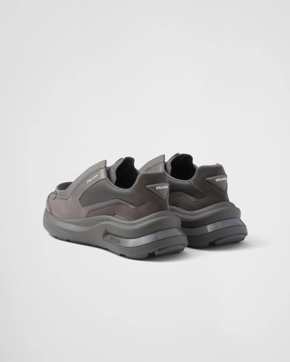 Prada Zapatillas Deportivas Systeme De Piel Cepillada Con Tejido Técnico Y Elementos De Ante^Hombre ZAPATOS CON CORDONES