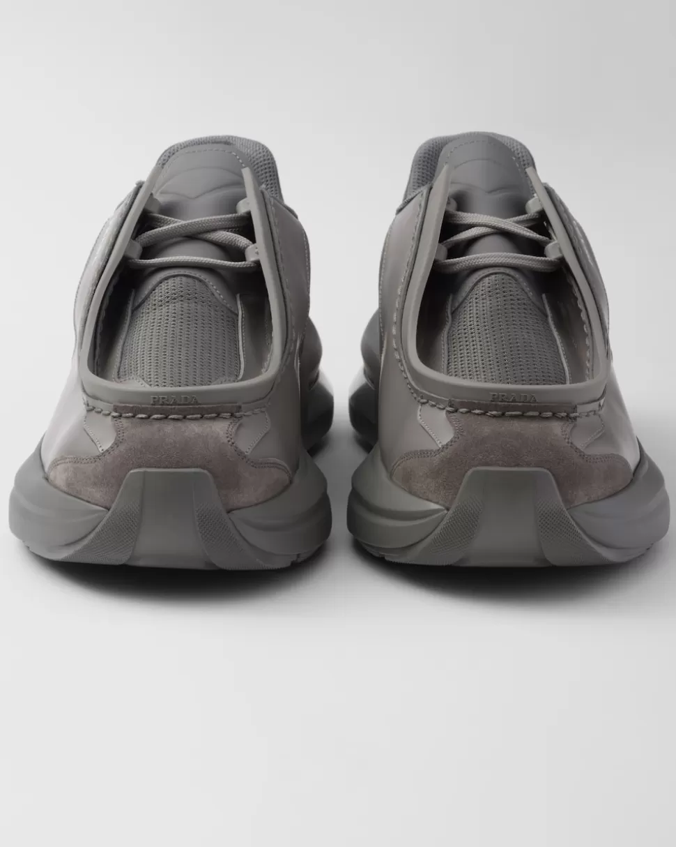 Prada Zapatillas Deportivas Systeme De Piel Cepillada Con Tejido Técnico Y Elementos De Ante^Hombre ZAPATOS CON CORDONES