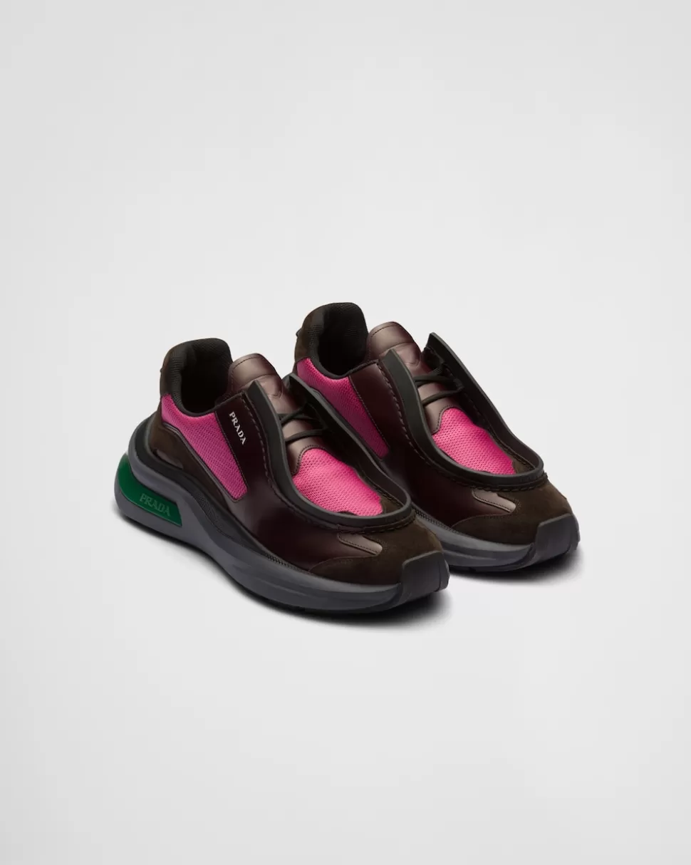 Prada Zapatillas Deportivas Systeme De Piel Cepillada Con Tejido Técnico Y Elementos De Ante^Hombre ZAPATILLAS DEPORTIVAS