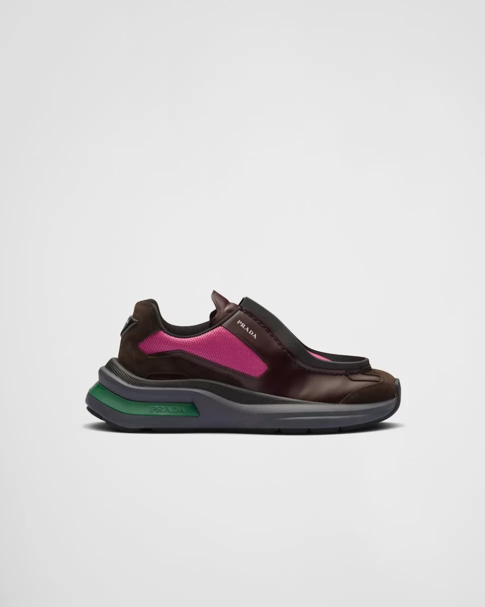 Prada Zapatillas Deportivas Systeme De Piel Cepillada Con Tejido Técnico Y Elementos De Ante^Hombre ZAPATILLAS DEPORTIVAS