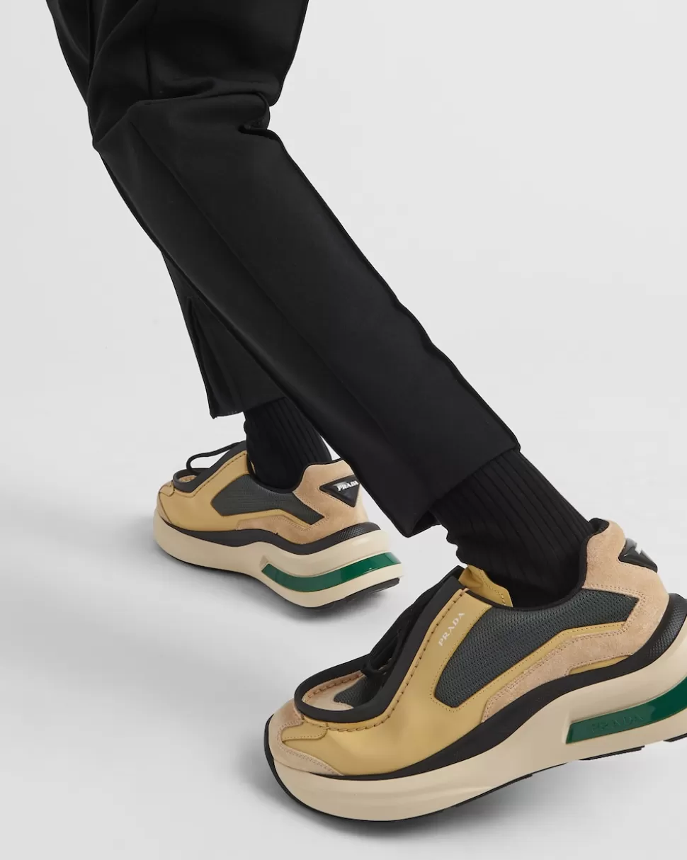 Prada Zapatillas Deportivas Systeme De Piel Cepillada Con Tejido Técnico Y Elementos De Ante^Hombre ZAPATILLAS DEPORTIVAS