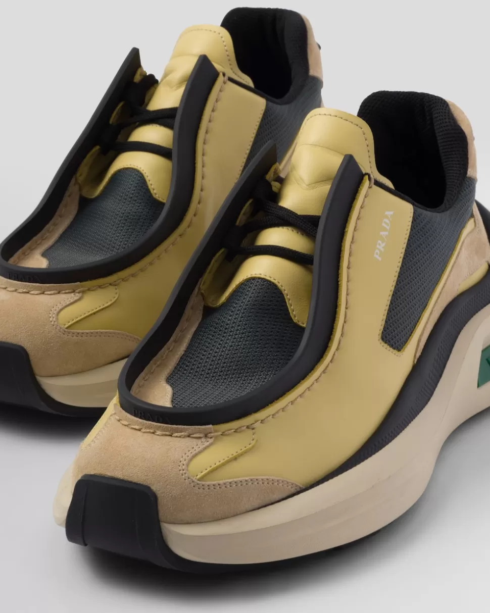 Prada Zapatillas Deportivas Systeme De Piel Cepillada Con Tejido Técnico Y Elementos De Ante^Hombre ZAPATILLAS DEPORTIVAS