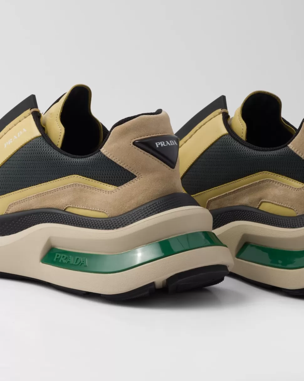 Prada Zapatillas Deportivas Systeme De Piel Cepillada Con Tejido Técnico Y Elementos De Ante^Hombre ZAPATILLAS DEPORTIVAS