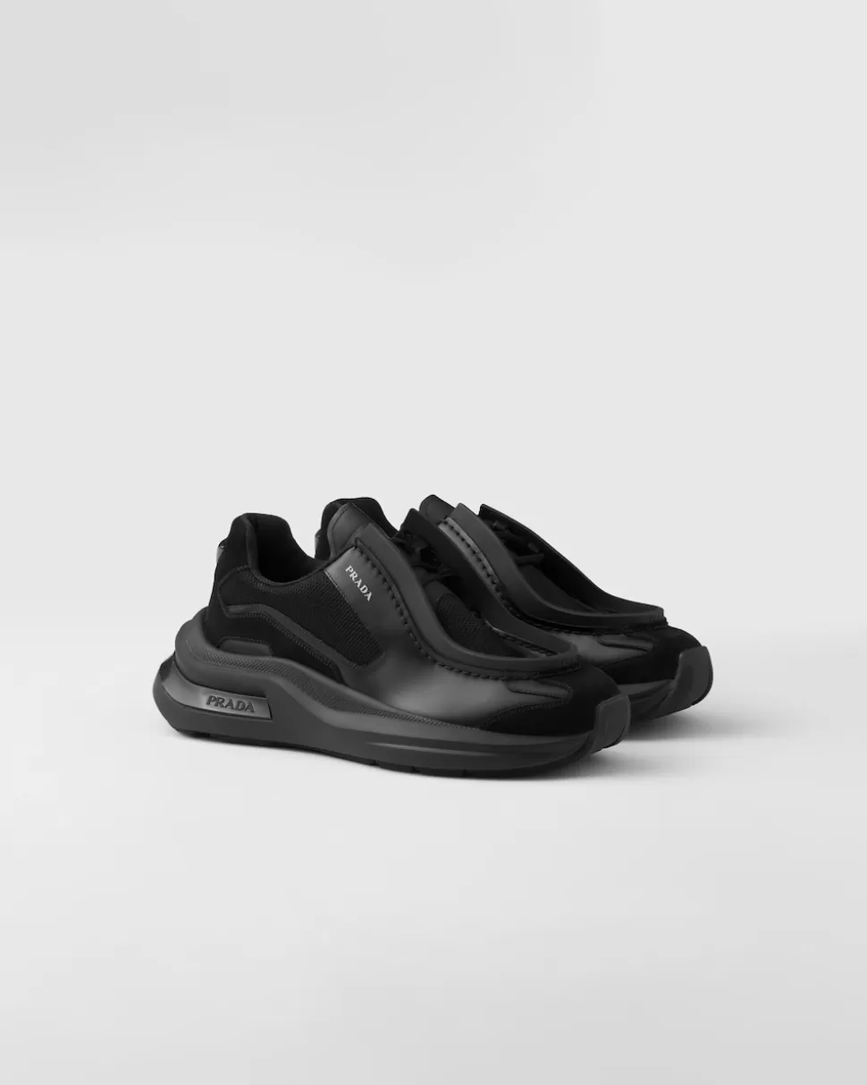 Prada Zapatillas Deportivas Systeme De Piel Cepillada Con Tejido Técnico Y Elementos De Ante^Hombre ZAPATILLAS DEPORTIVAS