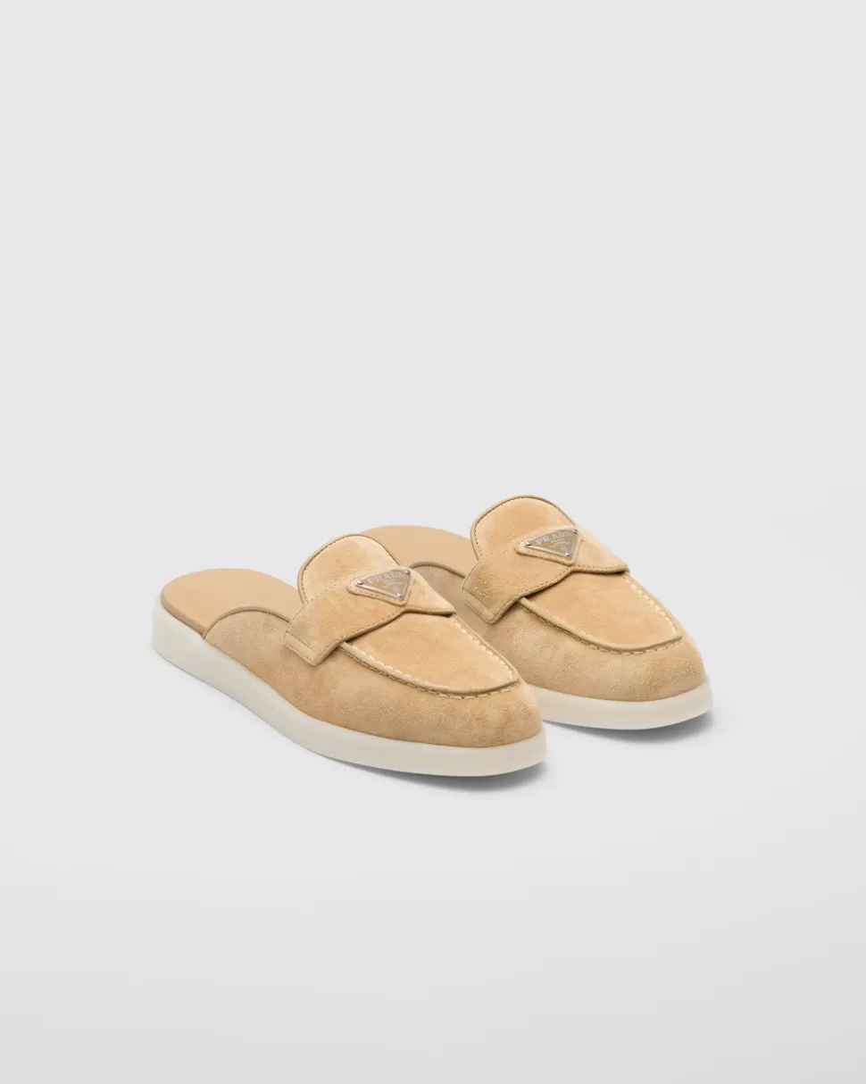 Prada Zapatos De Ante Sin Talón^Mujer MOCASINES