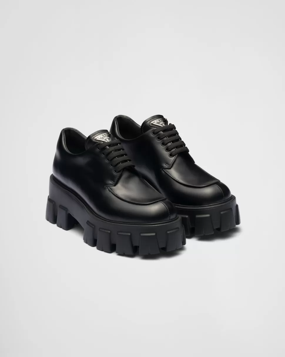Prada Zapatos De Cordones Monolith De Piel Cepillada^Mujer ZAPATOS CON CORDONES