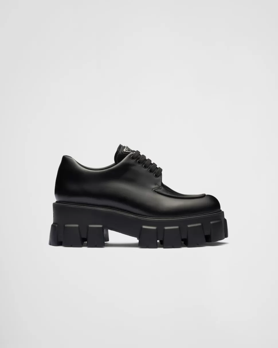 Prada Zapatos De Cordones Monolith De Piel Cepillada^Mujer ZAPATOS CON CORDONES