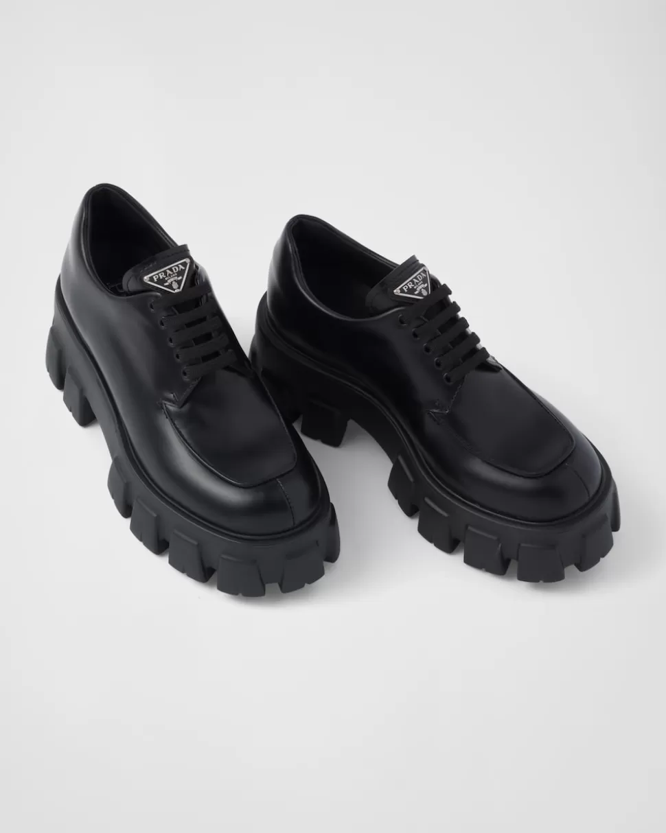 Prada Zapatos De Cordones Monolith De Piel Cepillada^Mujer ZAPATOS CON CORDONES