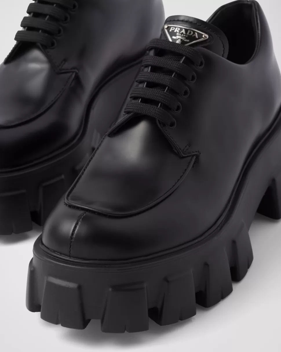 Prada Zapatos De Cordones Monolith De Piel Cepillada^Mujer ZAPATOS CON CORDONES