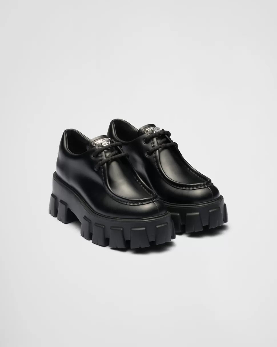 Prada Zapatos Monolith De Piel Cepillada Y Cordones^Mujer ZAPATOS CON CORDONES