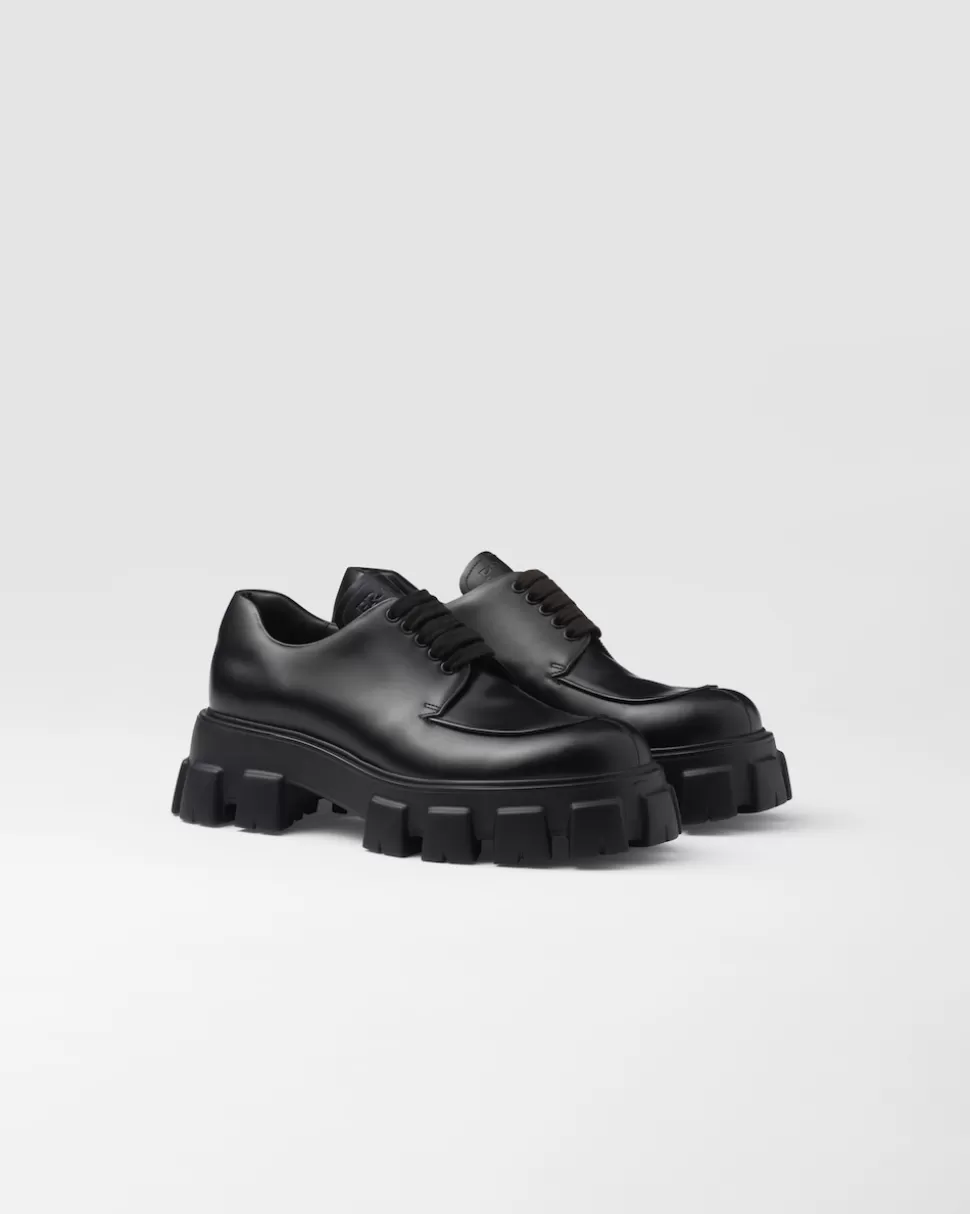 Prada Zapatos Monolith En Piel Cepillada Y Cordones^Hombre ZAPATOS CON CORDONES