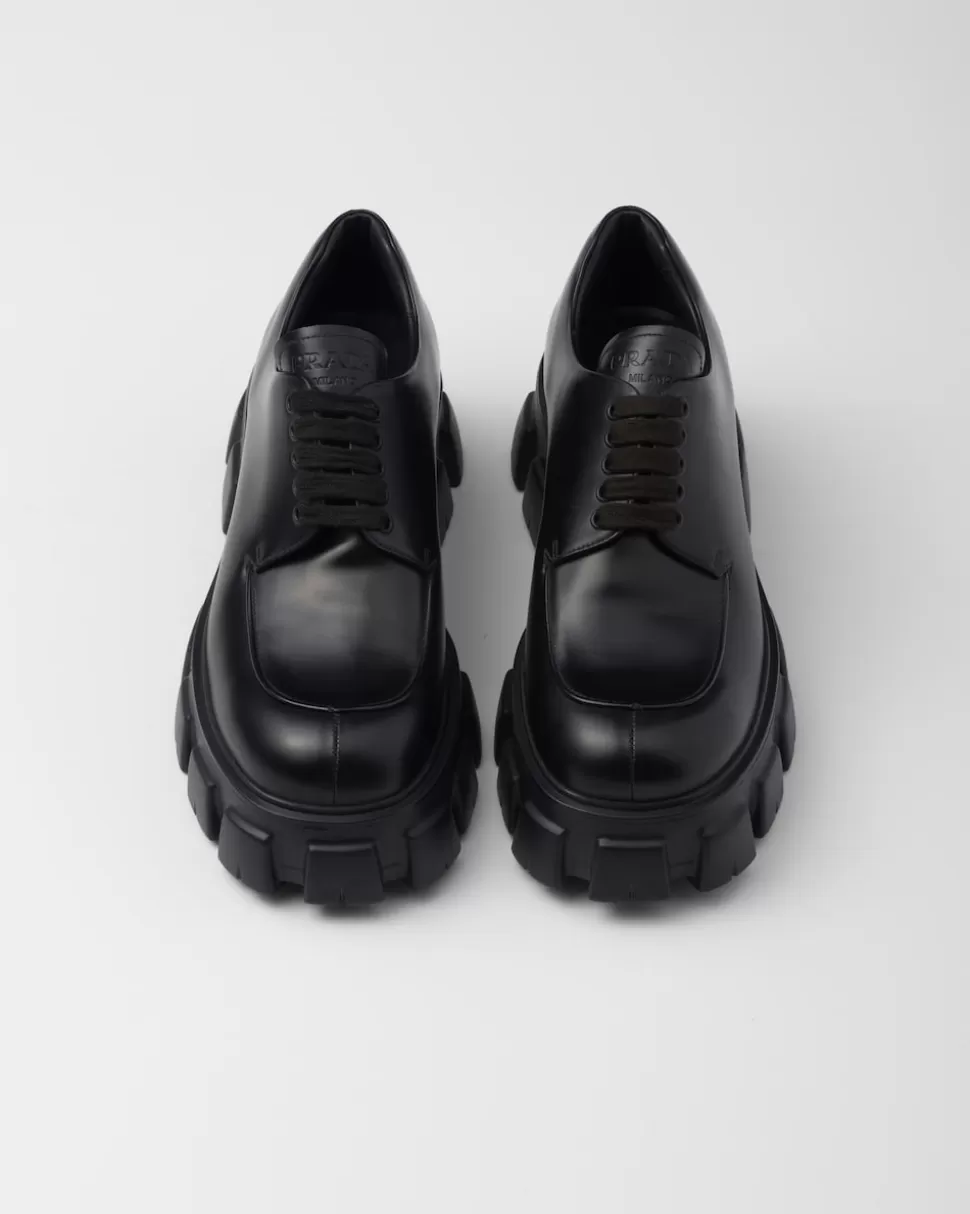 Prada Zapatos Monolith En Piel Cepillada Y Cordones^Hombre ZAPATOS CON CORDONES