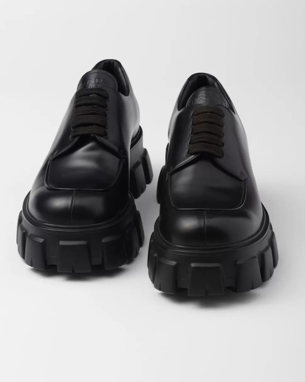 Prada Zapatos Monolith En Piel Cepillada Y Cordones^Hombre ZAPATOS CON CORDONES