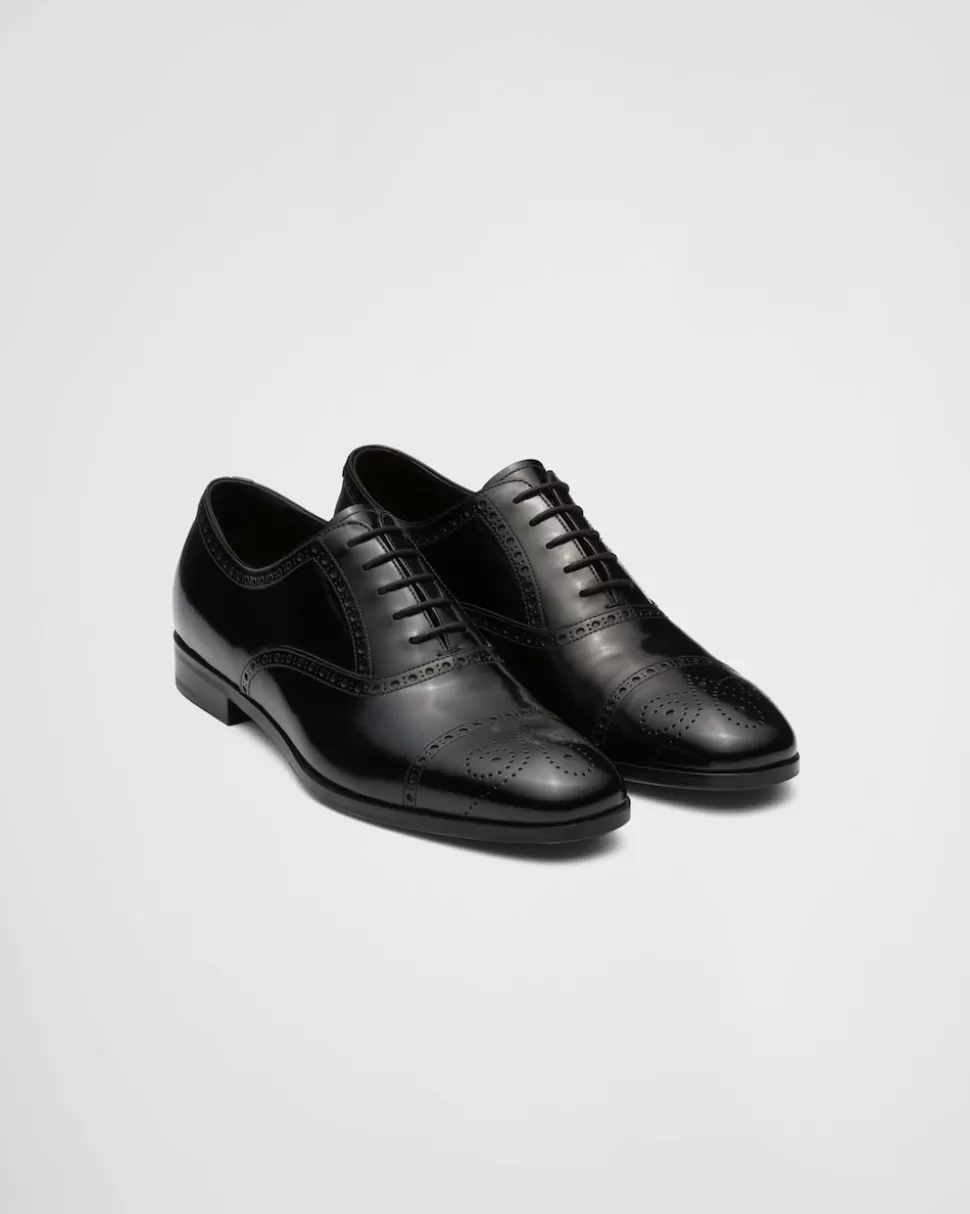 Prada Zapatos Oxford De Piel Cepillada Fumé^Hombre ZAPATOS CON CORDONES