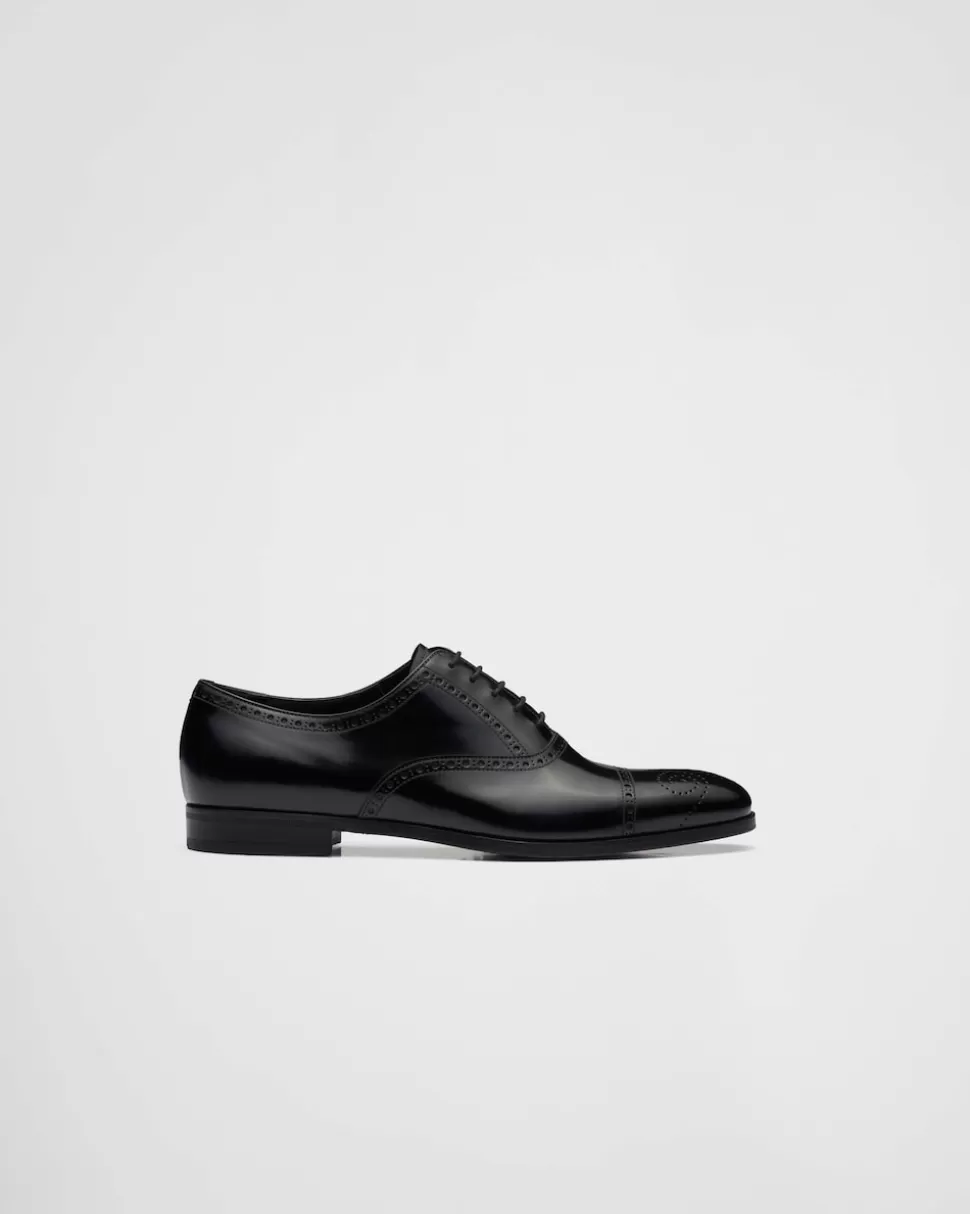 Prada Zapatos Oxford De Piel Cepillada Fumé^Hombre ZAPATOS CON CORDONES