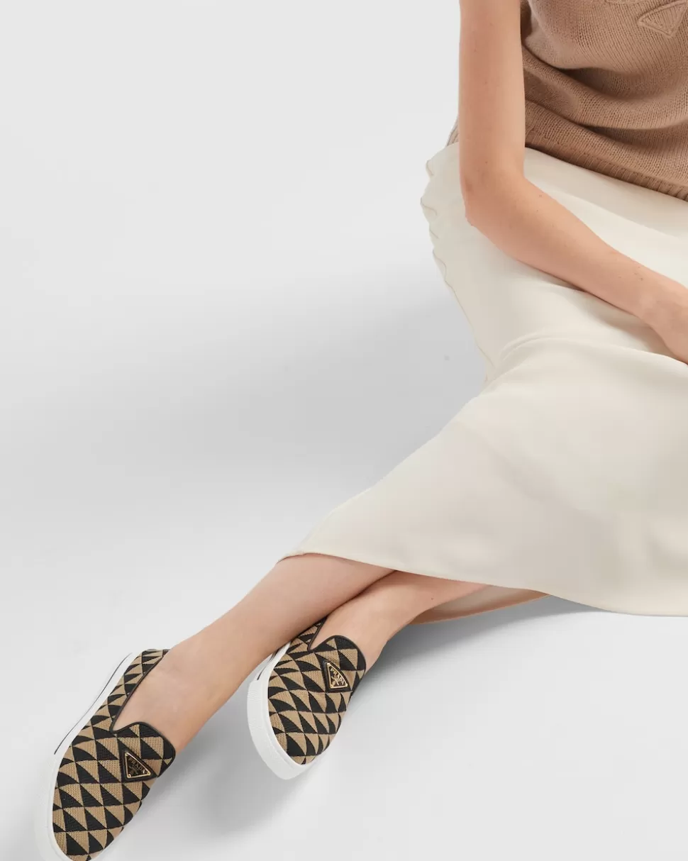 Prada Zapatos Sin Cordones De Tejido Bordado^Mujer ZAPATILLAS DEPORTIVAS
