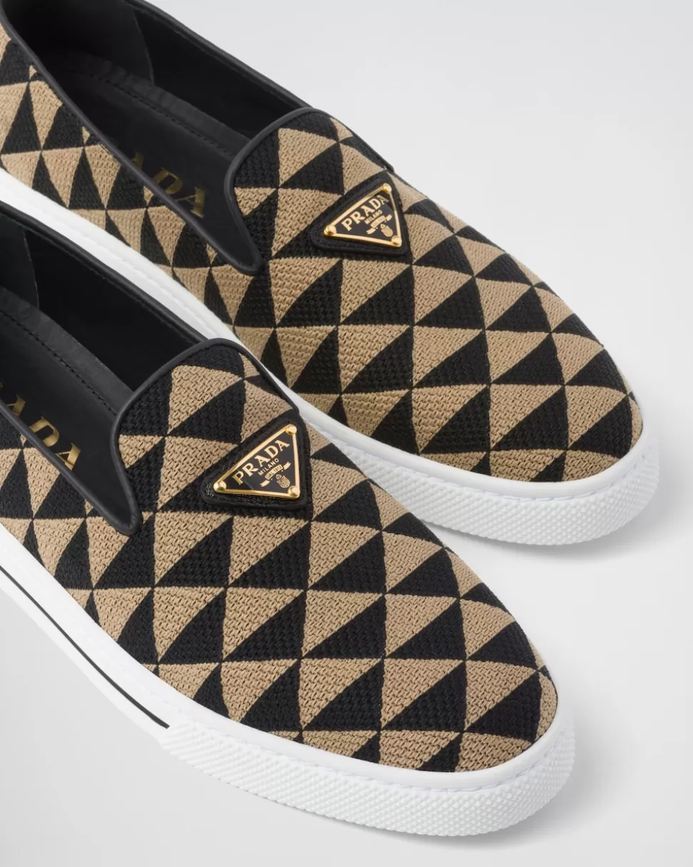 Prada Zapatos Sin Cordones De Tejido Bordado^Mujer ZAPATILLAS DEPORTIVAS