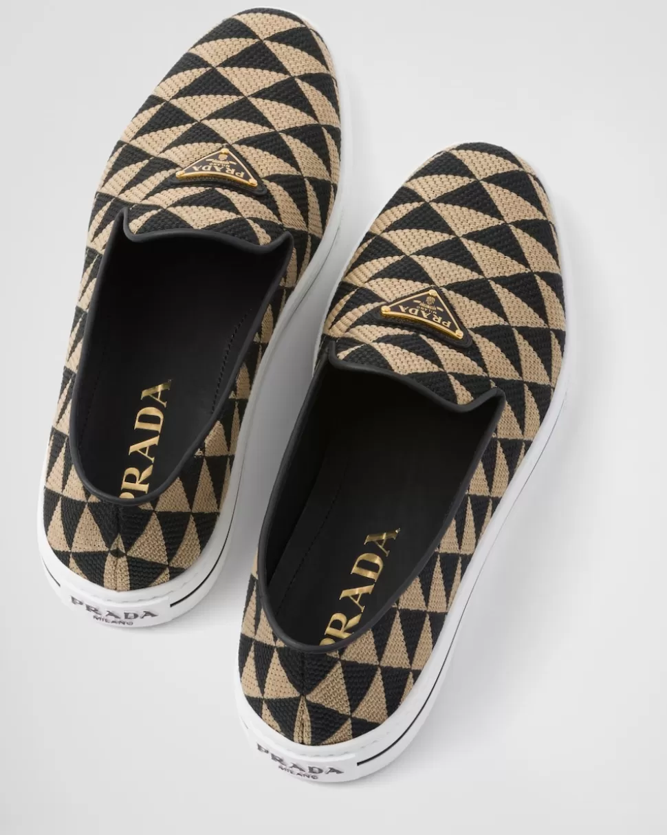 Prada Zapatos Sin Cordones De Tejido Bordado^Mujer ZAPATILLAS DEPORTIVAS