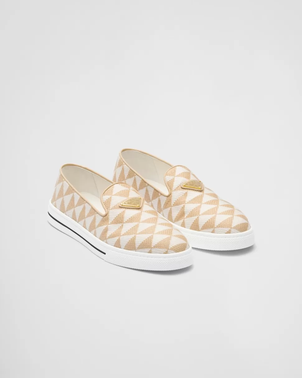 Prada Zapatos Sin Cordones De Tejido Bordado^Mujer ZAPATILLAS DEPORTIVAS