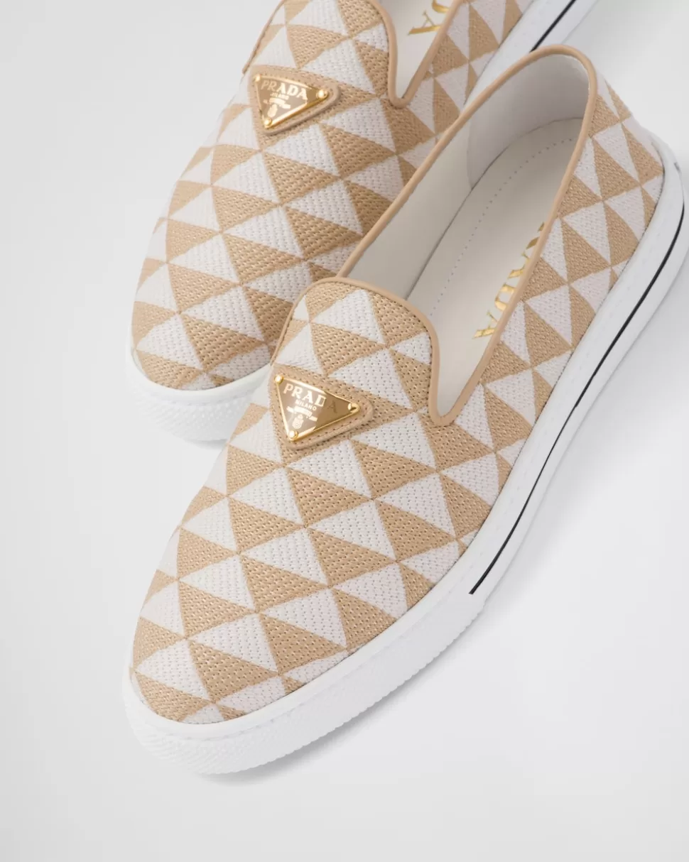Prada Zapatos Sin Cordones De Tejido Bordado^Mujer ZAPATILLAS DEPORTIVAS