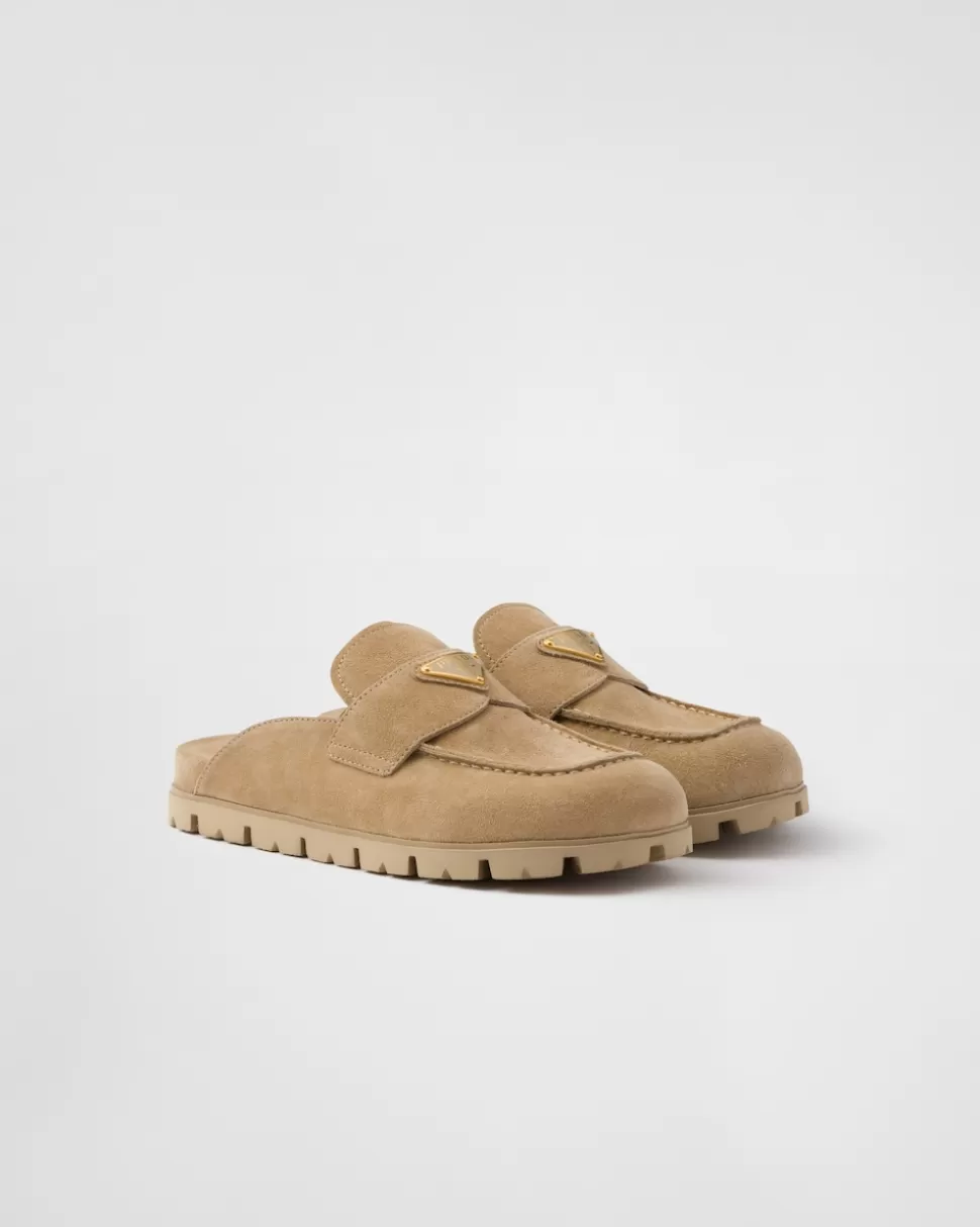 Prada Zuecos De Ante^Mujer PANTUFLAS Y CHINELAS